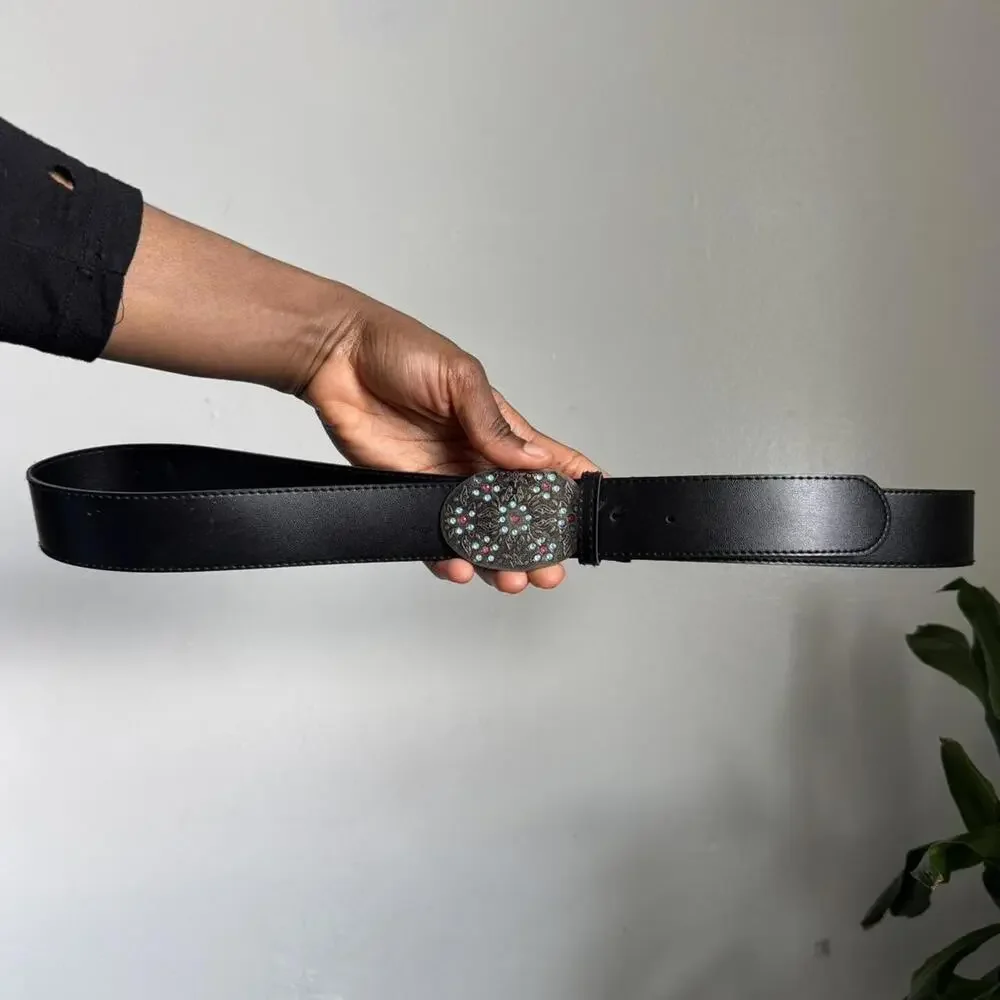 Y2K floral Ornate Jeweled Buckle western Belt‎
